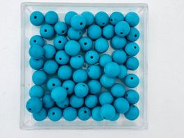 62 x türkisblaue Perlen rund, 5-6mm gelocht, Schmuckzubehör