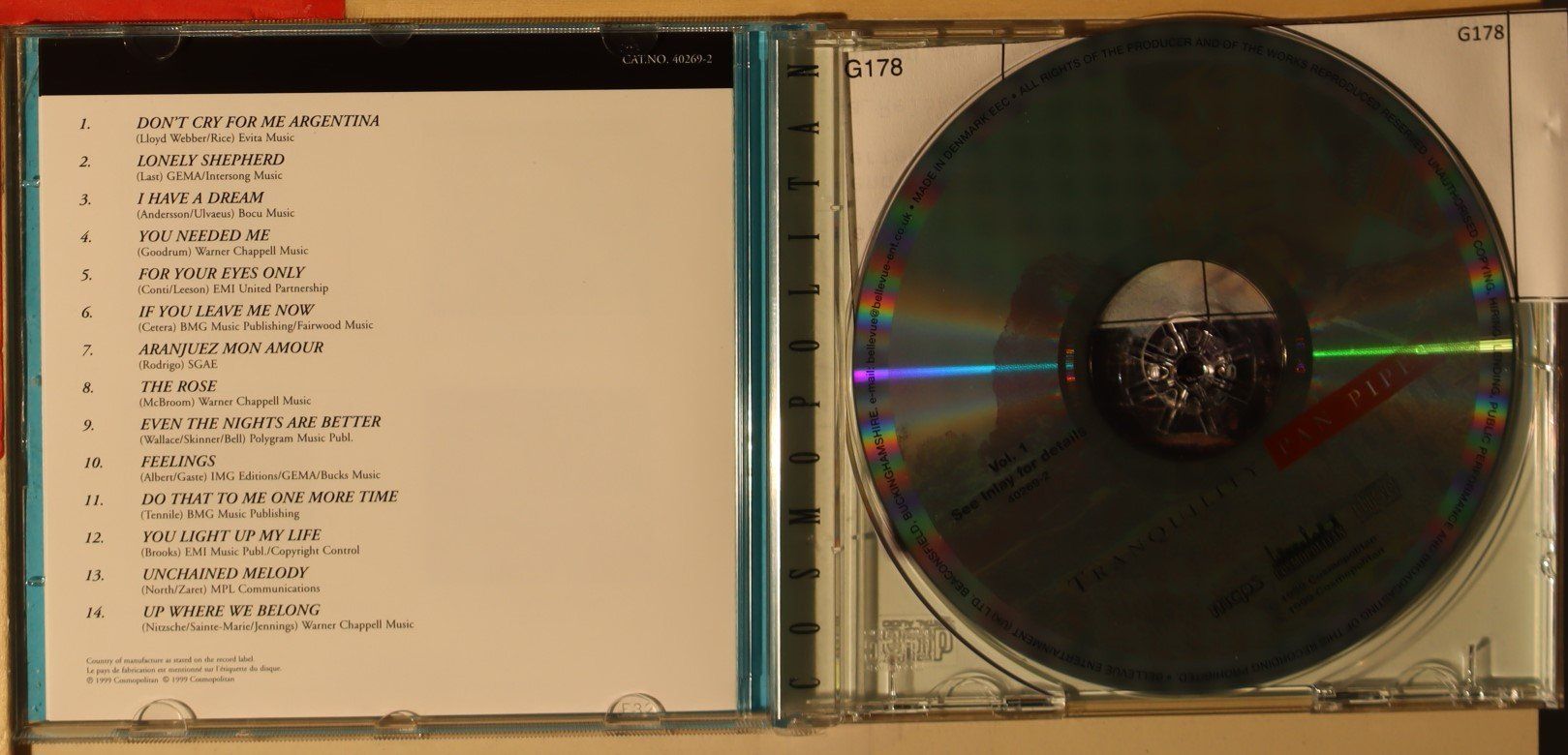 CD: Pan Pipes – Tranquility – Usato da Luzern venduto da CONTENTI 1