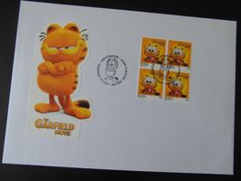 2024 Garfield  Viererblock mit Ausgabetag Vollstempel