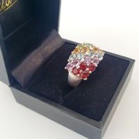Vintage 925 Silber Ring mit vielen Edelsteinen! Gr. 17,2 mm