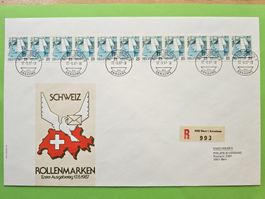 1987 FDC Grosscouvert Rollenmarke 11er-Streifen