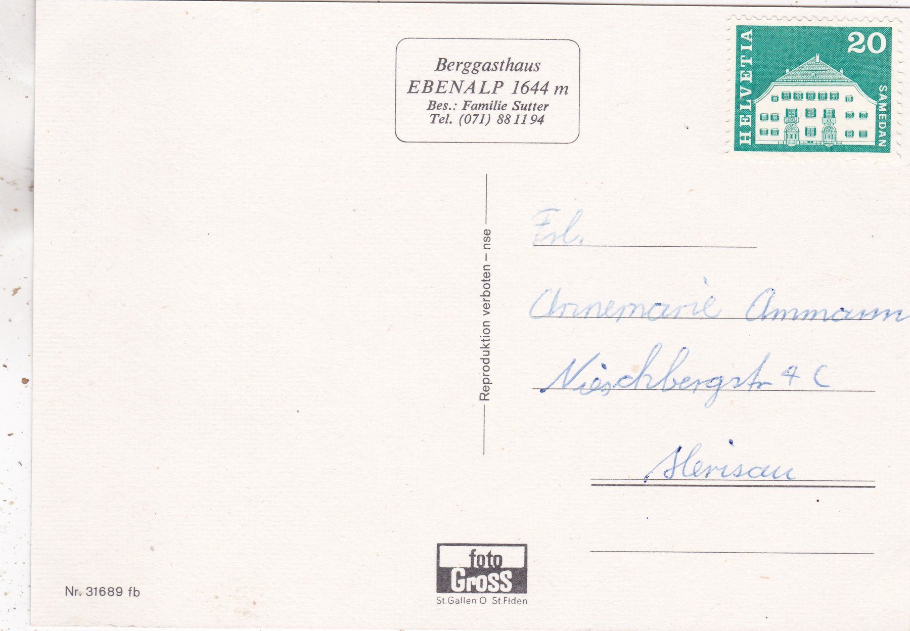 Cartoline postali: Berggasthaus Ebenalp – Usato da Herisau venduto da Lisegrat2008 1