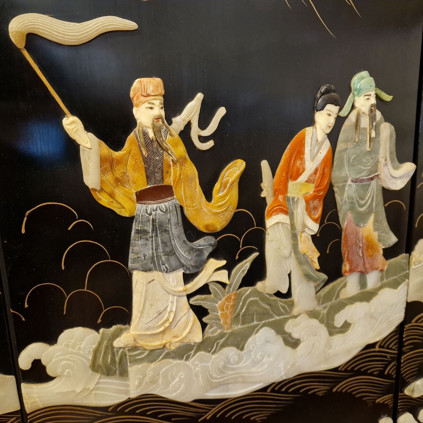 Paraventi: Asiatischer paravent, Raumteiler, mit echte Steine – Usato da BERN venduto da Intarsia 3