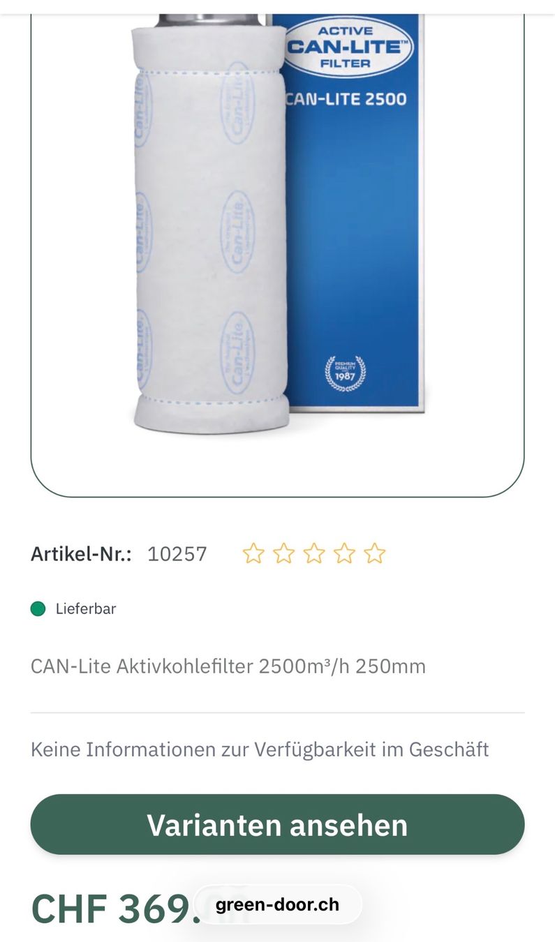 Ventilazione: Aktivkohlefilter Fan-Filters 2500 – Nuovo (secondo la descrizione) da Arisdorf venduto da wha_2ht8