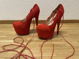 Rote High Heels, Echtleder, Grösse 37, Top Zustand