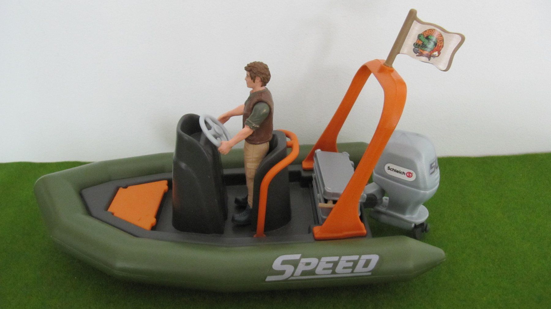 Schleich Spielzeuge: Schleich Schlauchboot mit Ranger und Krokodil – Gebraucht aus Brunnen von Kiwiland1 1