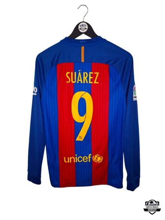 SUAREZ #9 Original FC Barcelona 2016-17 Home Trikot LS