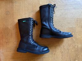 Bottes montantes Kickers en cuir noir, pointure 37