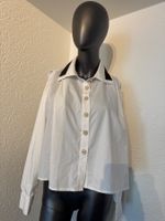 Damen Weisse Oversize Bluse Oberteil Gr M - L