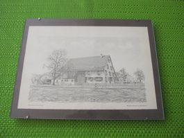 Bleistiftzeichnung Bauernhaus auf Gerlisberg