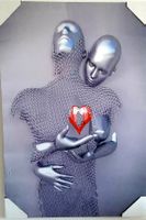 Liebe Herz Grau - 3D LED Kunst Bild
