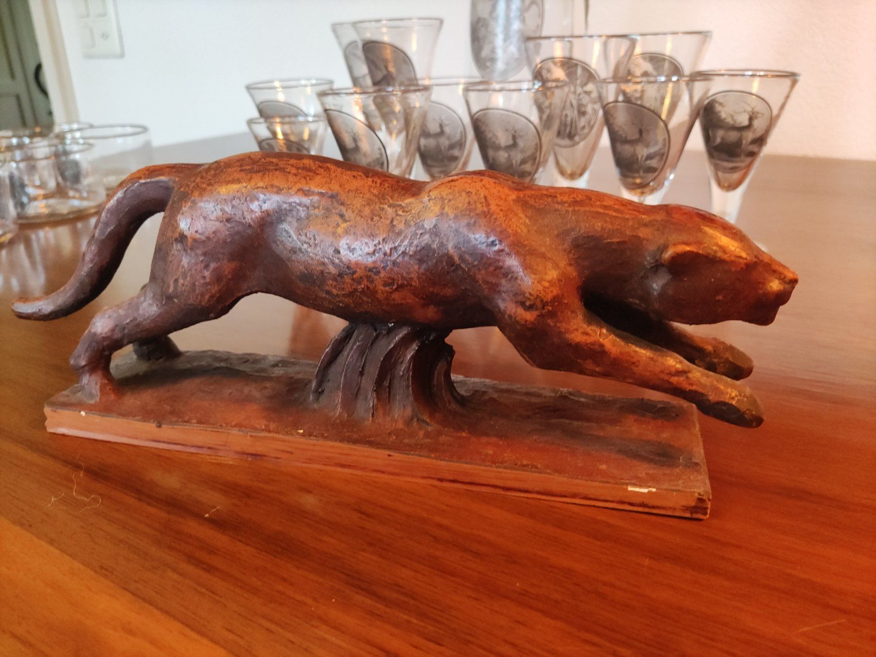 Sculture & Statue: Handgeschnitzte antike Holzskulptur Wildkatze – Usato da Solothurn venduto da Csw1