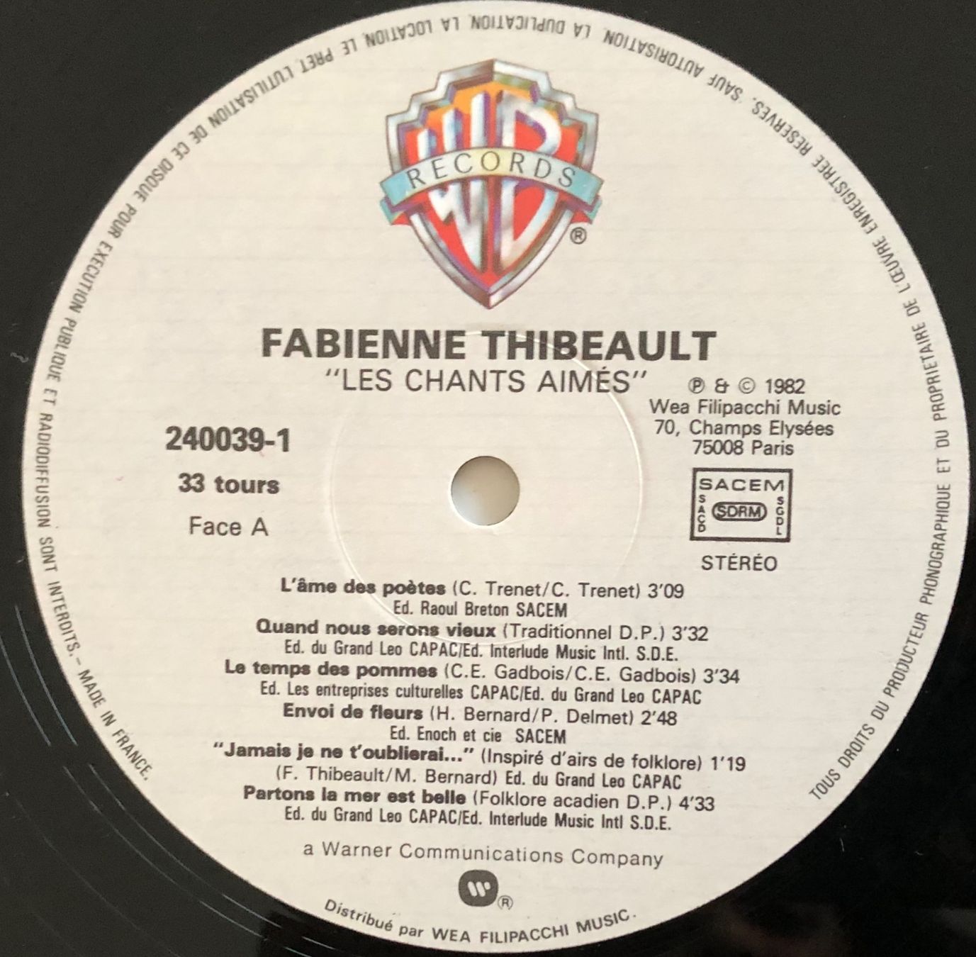 Dischi in vinile: FABIENNE THIBEAULT - LES CHANTS AIMÉS – Usato da Poliez-Pittet venduto da Newtown-Records 3
