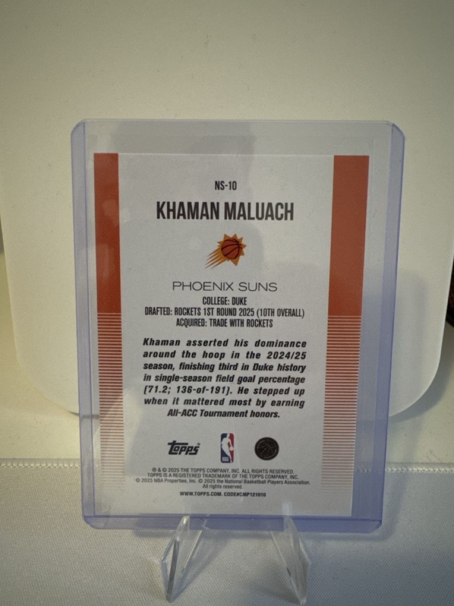 Panini Carte collezionabili: Khaman Maluach New School 2025 RC  – Usato da Dulliken venduto da alpi.cards 1