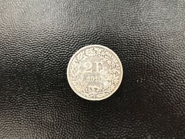 Seltene 2 Franken Münze 1916 Silber
