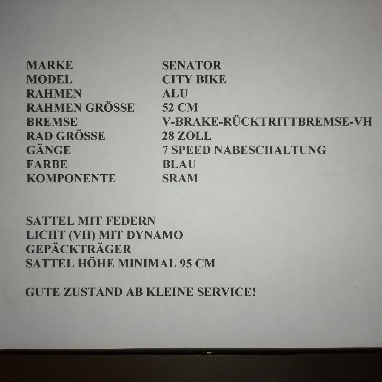 Biciclette: SENATOR CITY BIKE – Usato da Hombrechtikon venduto da findik 4
