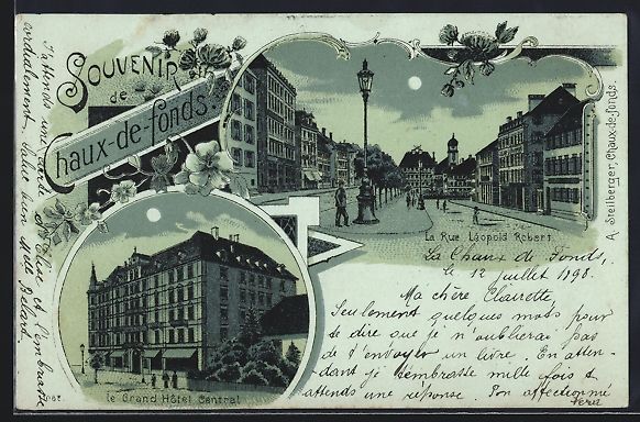 Ansichtskarten: Mondschein-Lithographie Chaux-de-Fonds,  – Gebraucht aus Berlin von bartko-reher