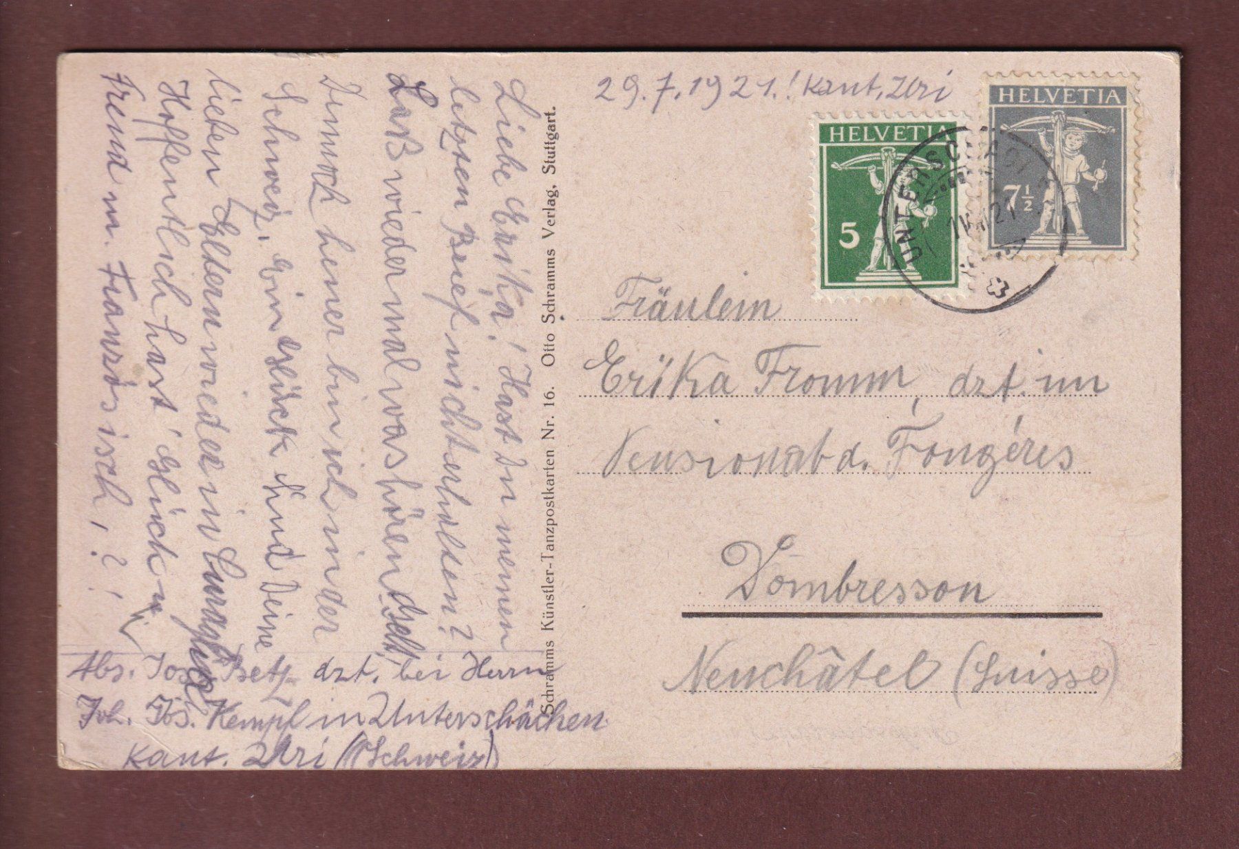 Cartoline postali: BASEL - Fromm's Tanzschule Grossvatertanz 1921 // Eckbug // – Usato da Pully venduto da nicecards 1