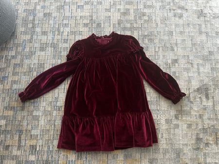 Xmas Girls' Velvet Dress, Heel & Lula, Size 8, Burgundy