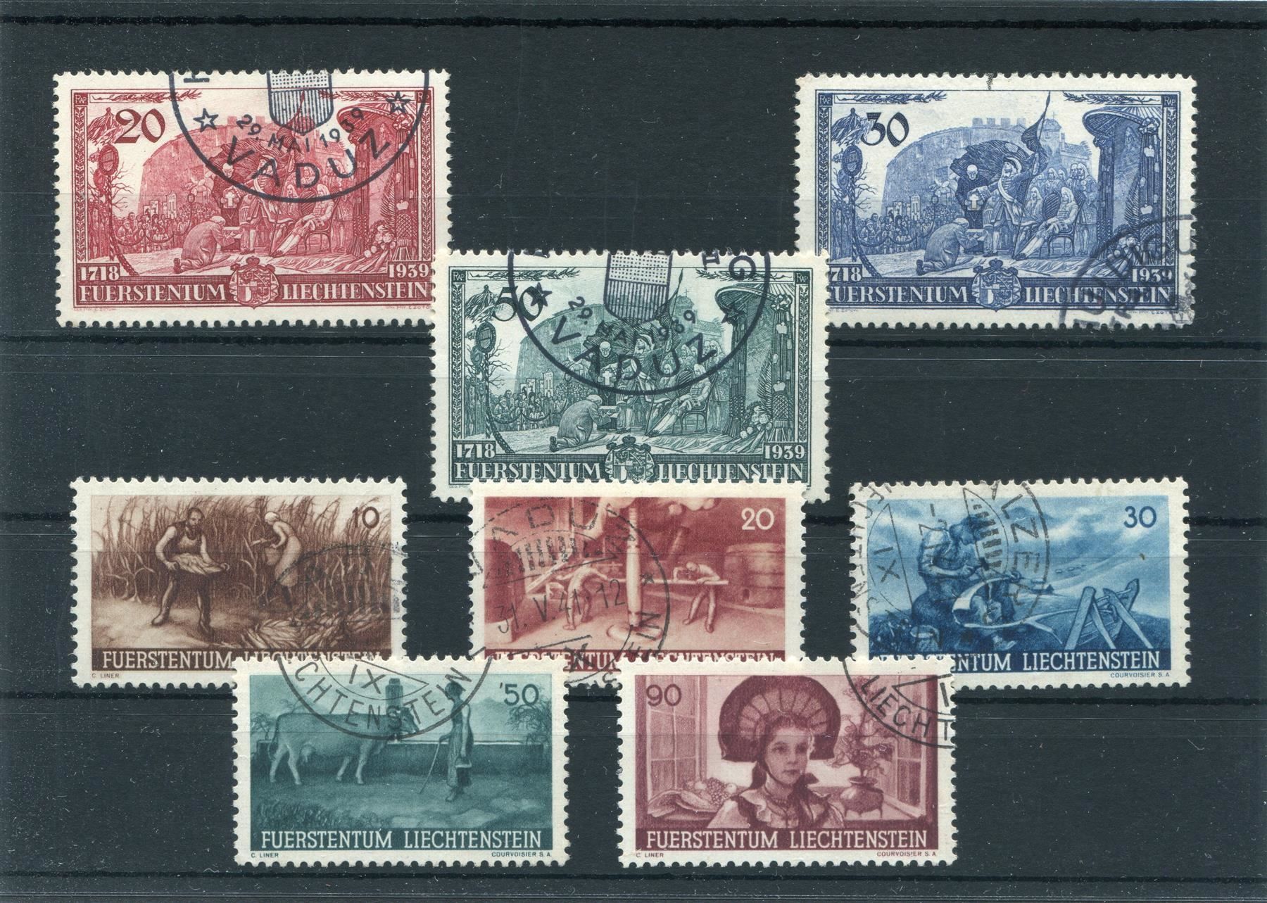 Alle Briefmarken: FL 1939/41 Nr. 144-6 u. 157-61 gest. – Gebraucht aus Winterthur von Kyoung