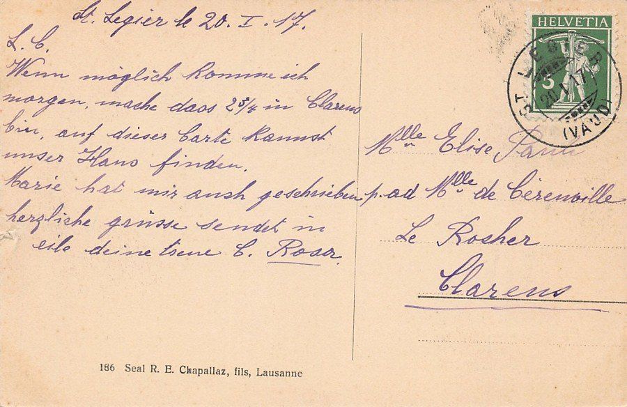 Cartoline postali: Saint-Légier, Quartier de la Gare, circulée 1917 – Usato da Frauenfeld venduto da POML 1