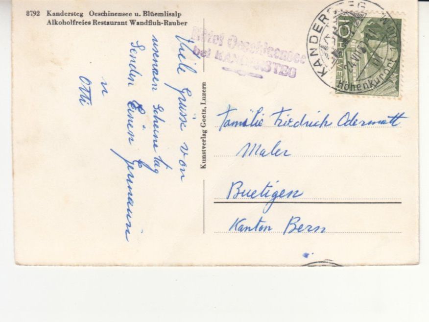 Ansichtskarten: Oeschinensee 1950 – Gebraucht aus Bürglen TG von StampGraf 1