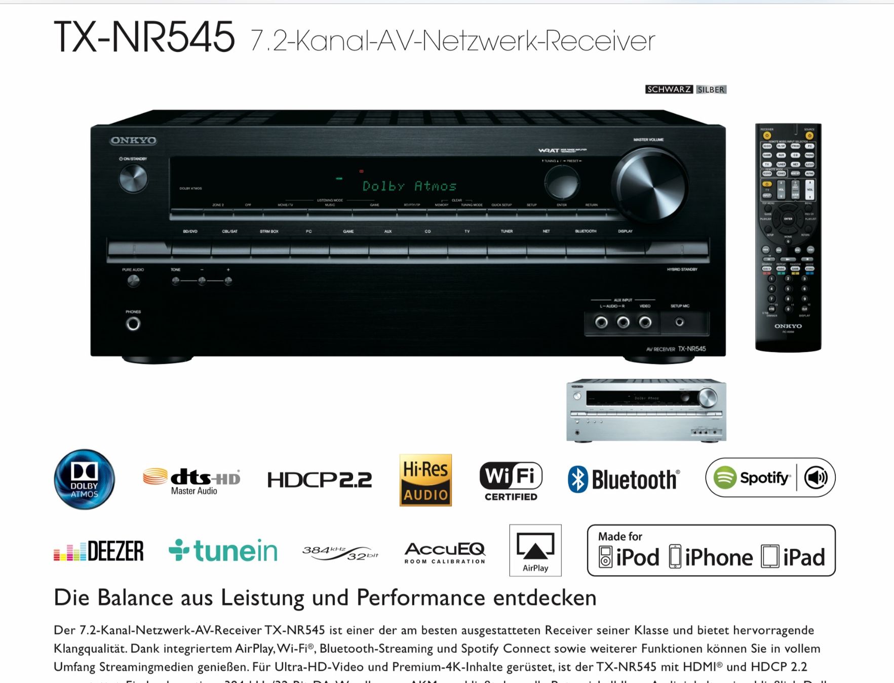 Onkyo Ricevitori: Onkyo TX-NR545 AV-Receiver – Usato da Münchenbuchsee venduto da Brunopatrick 2