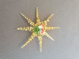 Weihnachtsstern mit Pilzmotiv 8 Zacken Gold Deko