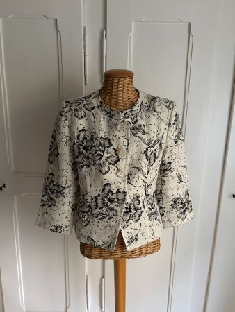 MAX MARA - Leinen Kurzblazer offweiss-schwarz 40