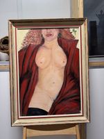 Original Ölgemälde Akt Frau Grahmt 50x70 Kunst Wandbild 