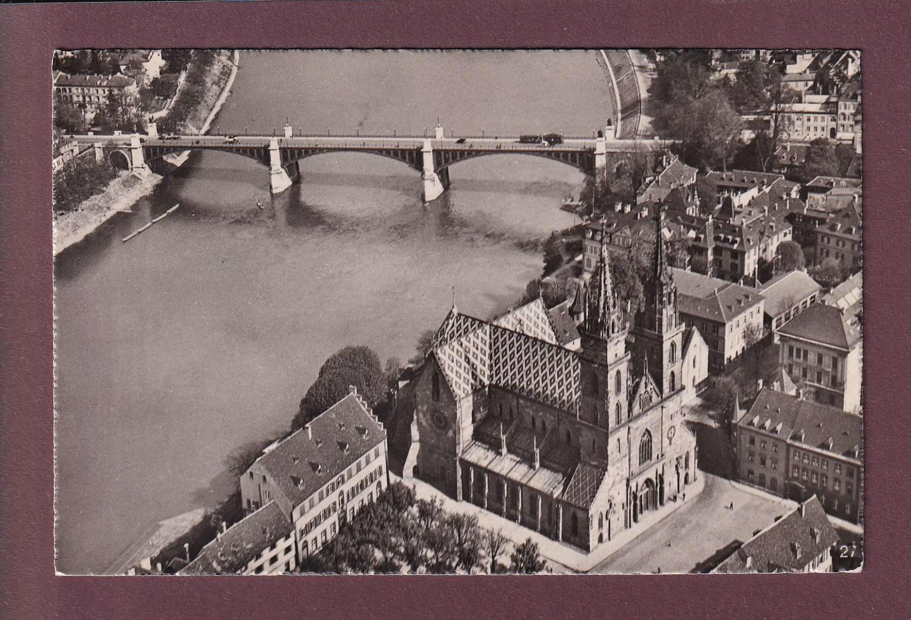 Cartoline postali: BASEL - Fliegeraufnahme - 1948 – Usato da Pully venduto da nicecards