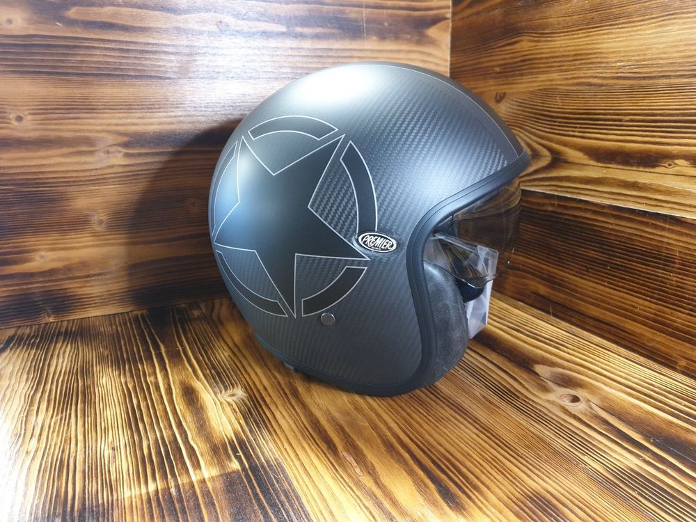 Premier Vintage Offener Helm - Klassiker Für Motorradfahrer In Carbon Optik