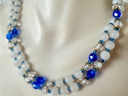 Maritime Vintage Long Kette - Bergkristall & Glas – 75 cm