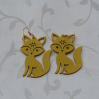 Paire de boucles d'oreilles renard jaune moutarde, bois🦊.