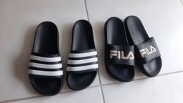 K..18 R B) Adidas und Fila Adiletten Schlarpen Gr. 34