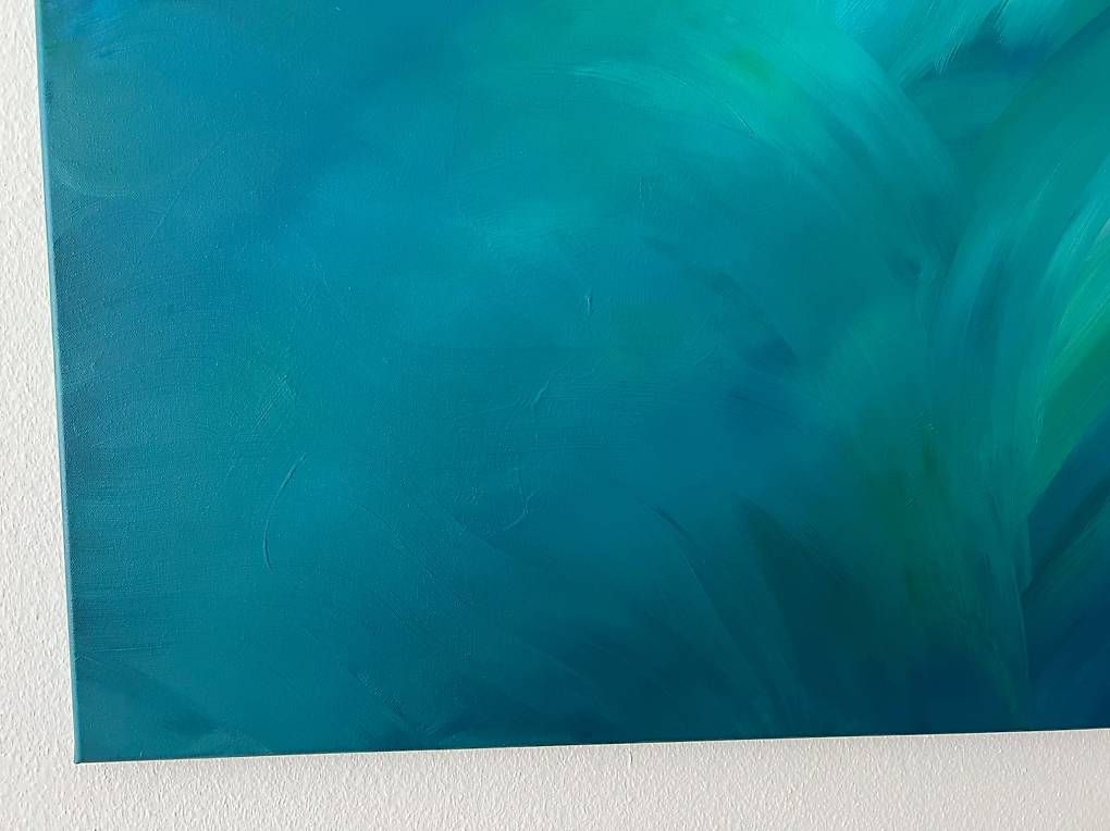 Dipinti: 110x80cm Bild grünblau "Grünschimmer" – Nuovo e nell'imballaggio originale da Urdorf venduto da manuela4 2