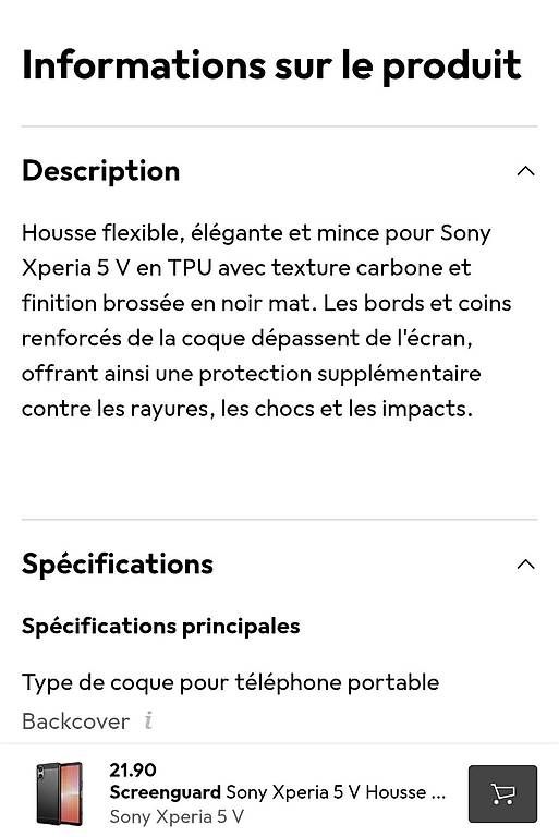 Sony Cover & Protezioni schermo: Coque de protection Sony Xperia 5V – Usato da Sion venduto da ABE25 1