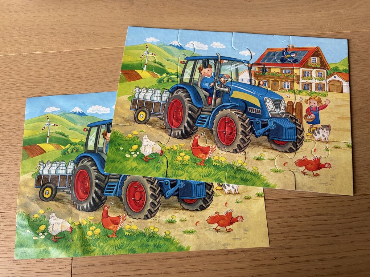 Ravensburger Puzzles: Ravensburger Puzzle "Traktor & Bagger", 2 x 12 Teile – Gebraucht aus Maur von Masazh 2