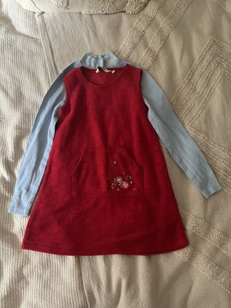 Girls' Fall Outfit: Dress & Shirt, Size 116