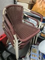 4 Gartenstühle stapelbar braun Kunststoffgeflecht Metallgest
