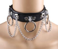 NEUES Halsband PU-Leder schwarz mit dem Ring der O - 226384