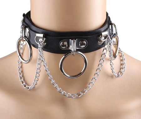 NEUES Halsband PU-Leder schwarz mit dem Ring der O - 226384
