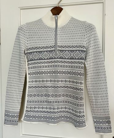 Winter Pullover, 100% Merino, Grau/Weiss, Gr. S Top!