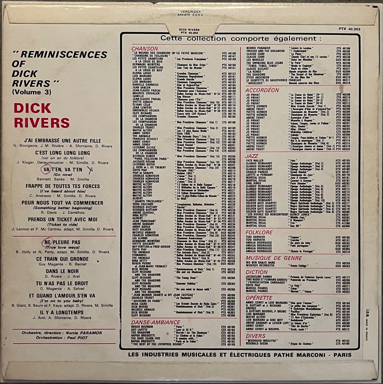 Vinyles: DICK RIVERS - Vol. 3 - 33 Tours – D'occasion à Bussigny par vinyl-pas-cher 1
