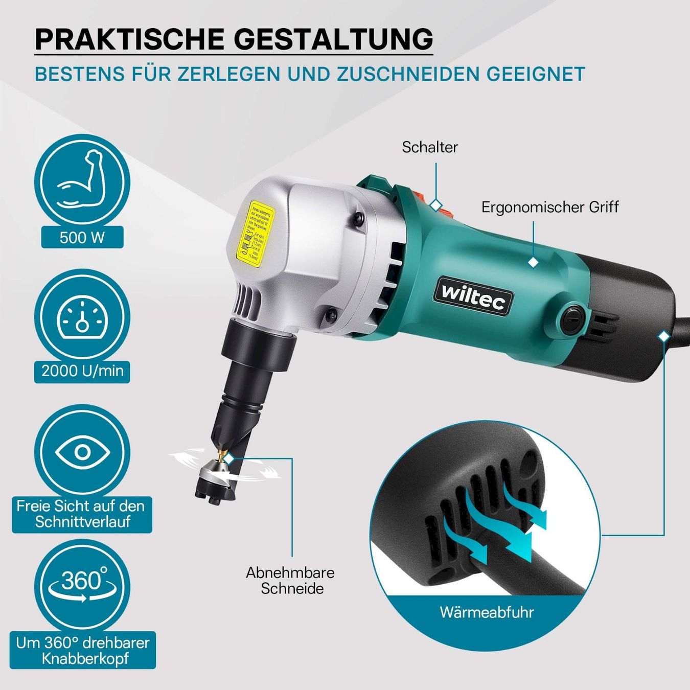 Tutti gli attrezzi: WilTec Blechnibbler 500W Blechknabber – Nuovo e nell'imballaggio originale da Bottighofen venduto da zaap 2