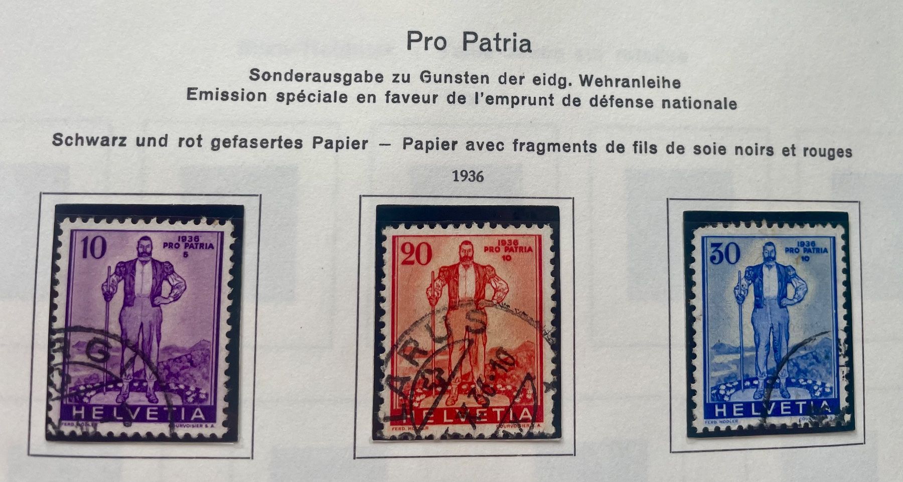 Tutti i francobolli: Pro Patria Sonderausgabe Wehranleihe 1936 – Usato da Rudolfstetten venduto da Laso50