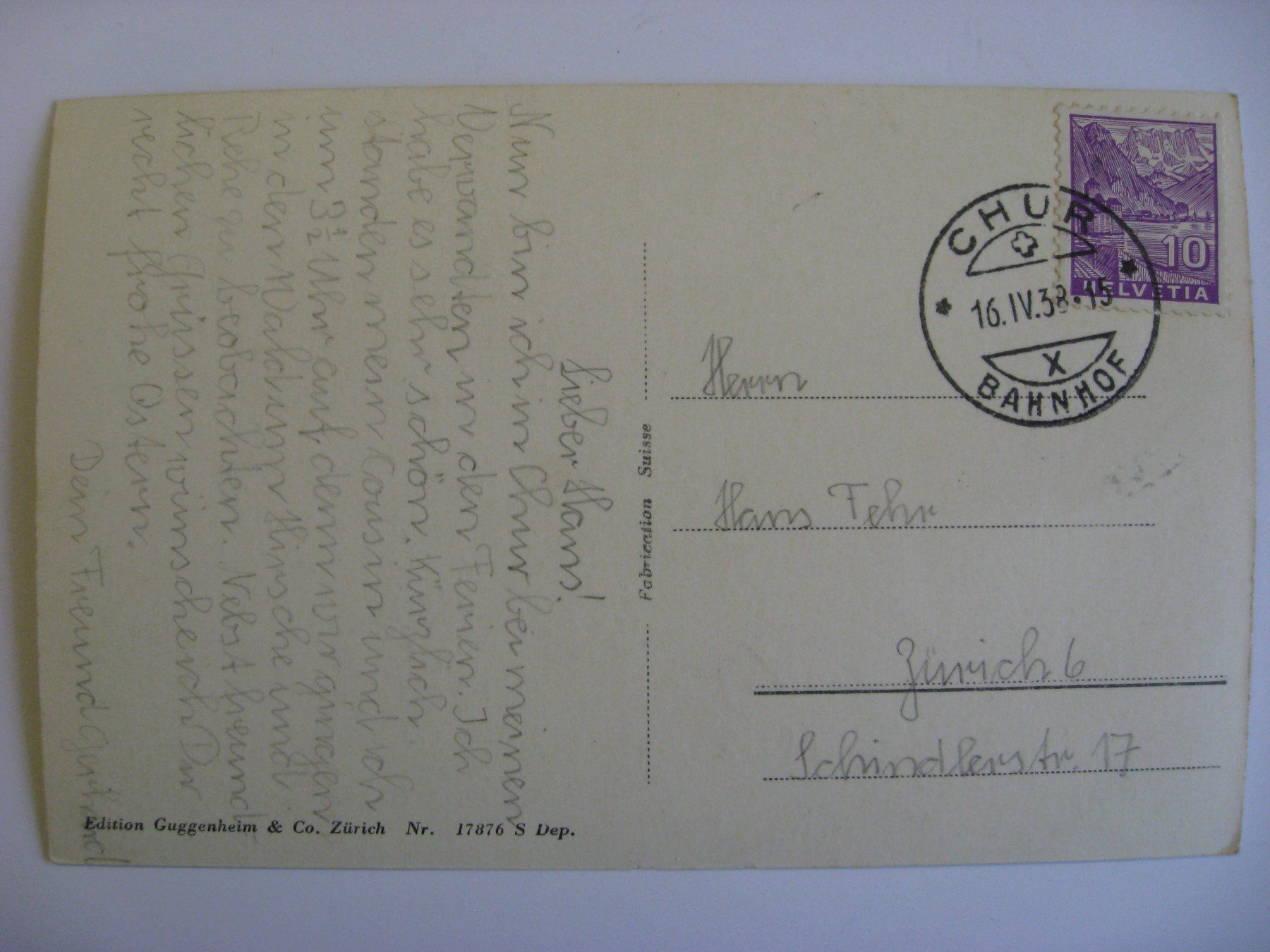 Cartoline postali: AK  Chur - Gesamtansicht – Usato da Gundetswil venduto da Egro100 1
