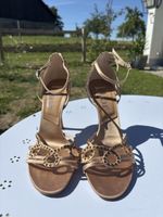 Sandales à talons Dior en satin bronze et en cuir