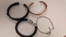 Armband Set Leder Kupfer Silberfarben gebraucht
