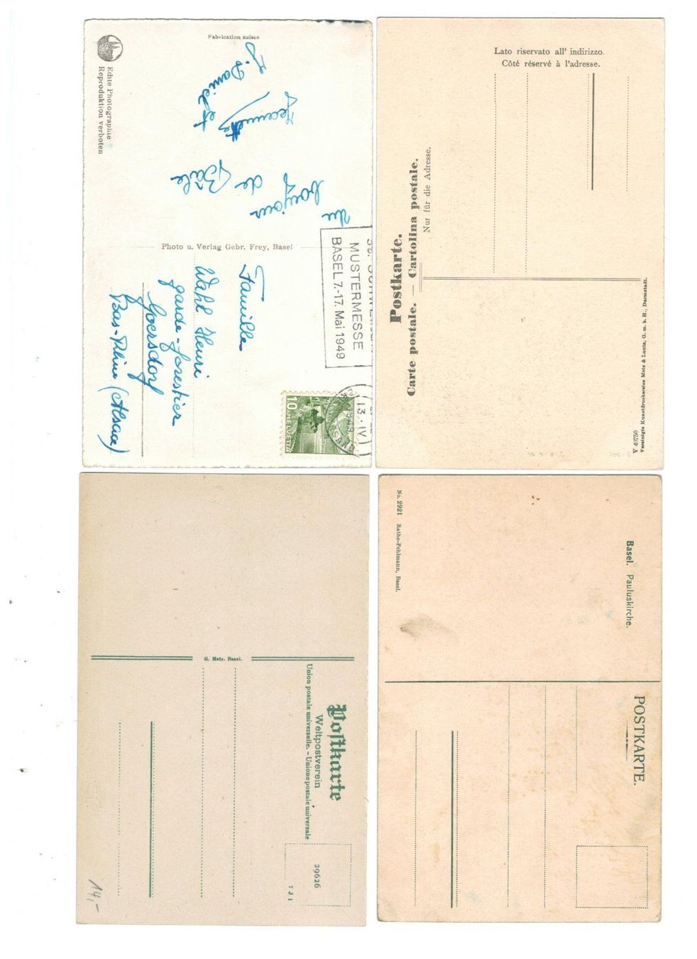 Ansichtskarten: 4 AK Basel – Gebraucht aus Zürich von Tolima194 1